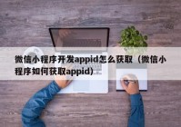 微信小程序开发appid怎么获取（微信小程序如何获取appid）