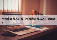 小程序开发入门教（小程序开发从入门到精通）